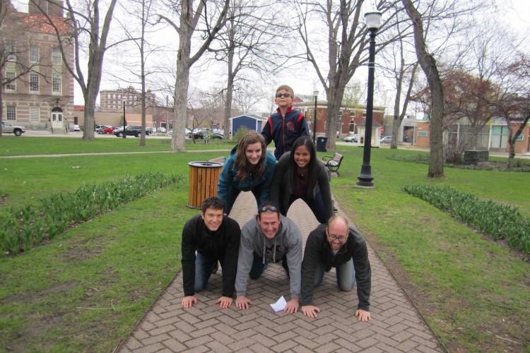 Young People human pyramid