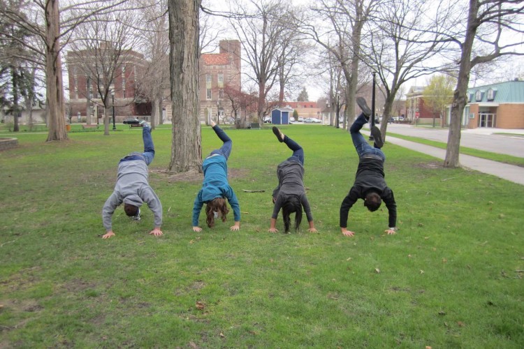 Young People handstands